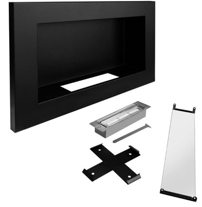 Biokamin BiokominkiGMT 650x400 Slim sort med glas, 1 stk.