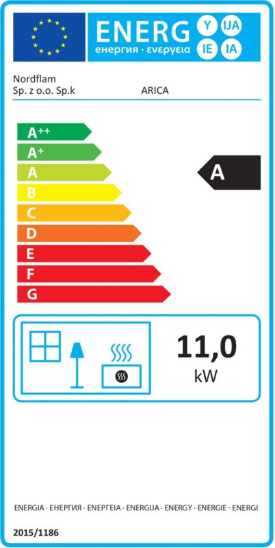 Nordflam Arica Eko 11 kW støbejernsbrændeovn